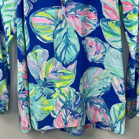 Lilly Pulitzer Silk Floral Elsa Blouse Size XS Blue Pink Casa Del Sol - Picture 5 of 14